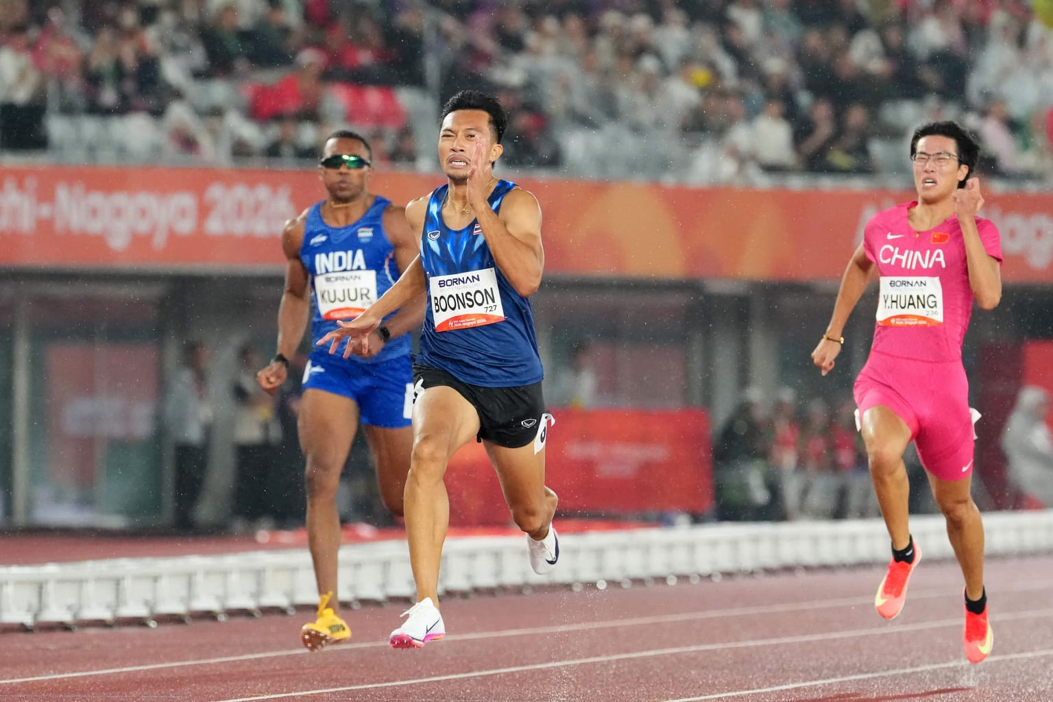 Boonson completes Asian Games sprint double as Yan dominates javelin in Nagoya:
Incessant rain may have disrupted the middle days of the Asian Games athletics programme at Mizuho Park Athletics Stadium in Nagoya, but it did little to dampen the performances on Super Sunday