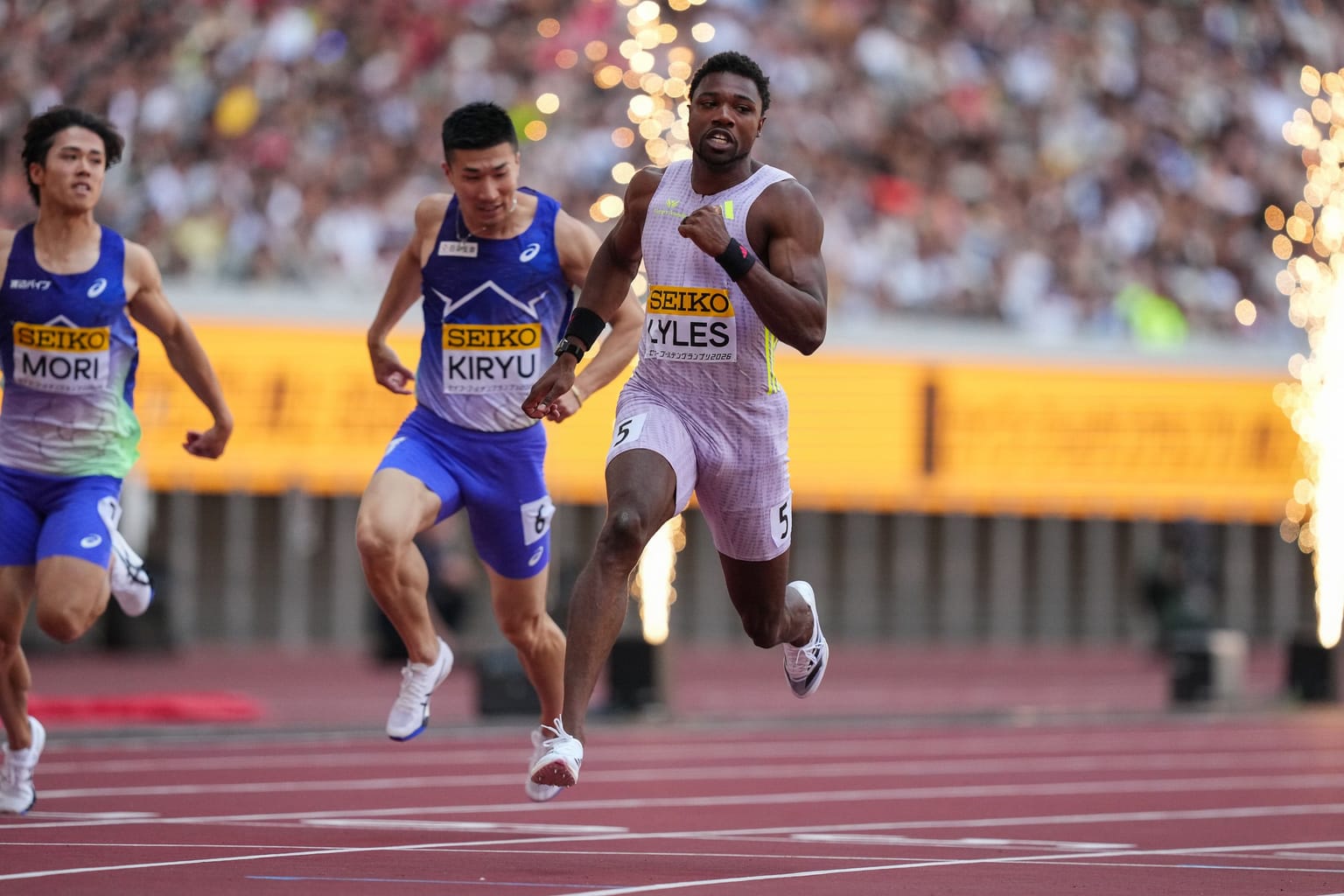 Lyles helps to light up Tokyo with 100m win at Seiko Golden Grand Prix:
Global gold medallists Noah Lyles, Jordan Anthony and Rai Benjamin were among the winners as the Seiko Golden Grand Prix returned to Tokyo’s National Stadium