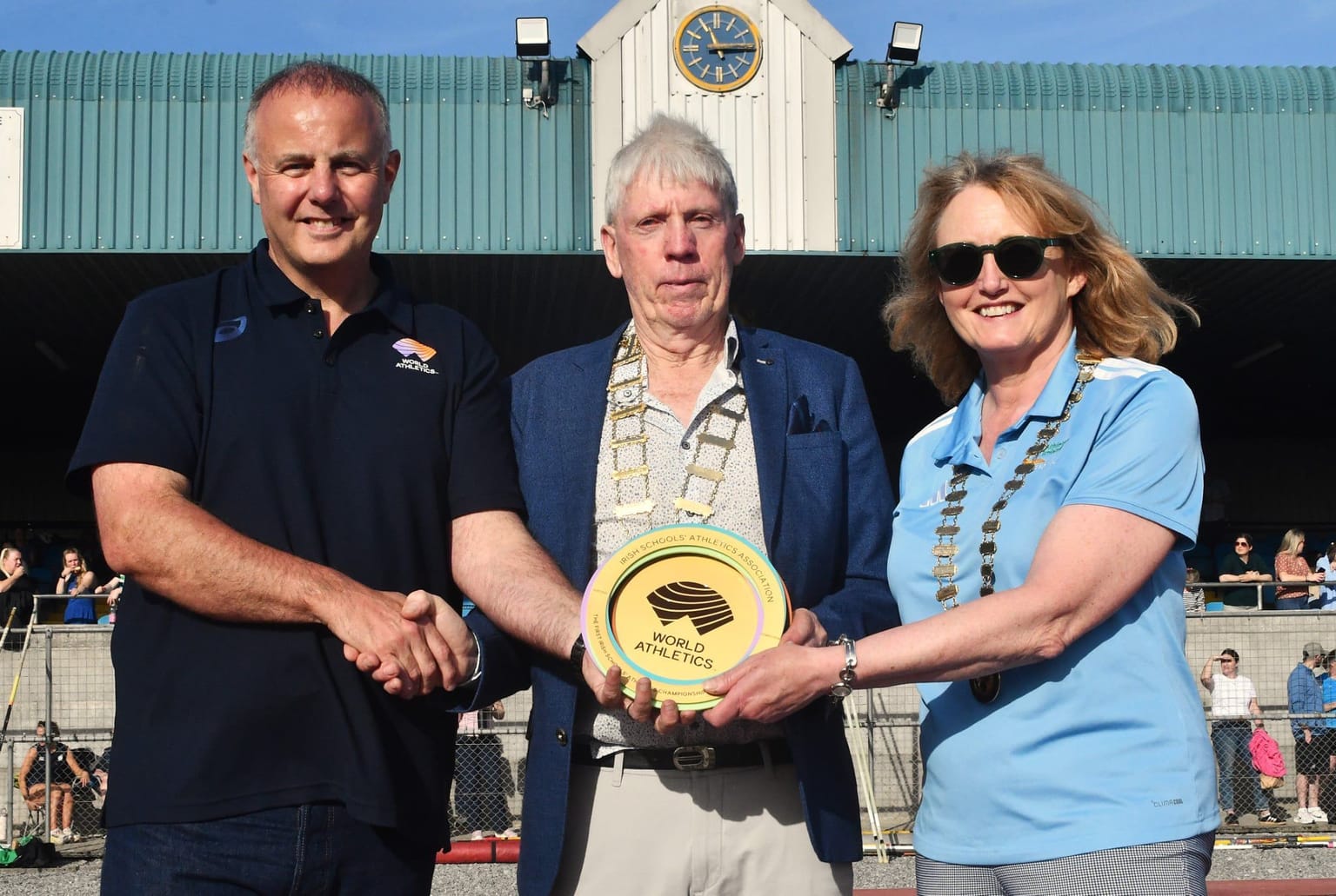 Irish Schools’ Athletics Association honoured with World Athletics Heritage Plaque:
The Irish Schools’ Athletics Association (ISSA) – whose championships have helped identify, nurture and develop generations of athletics talent across the island of Ireland – has been recognised with a World Athletics Heritage Plaque