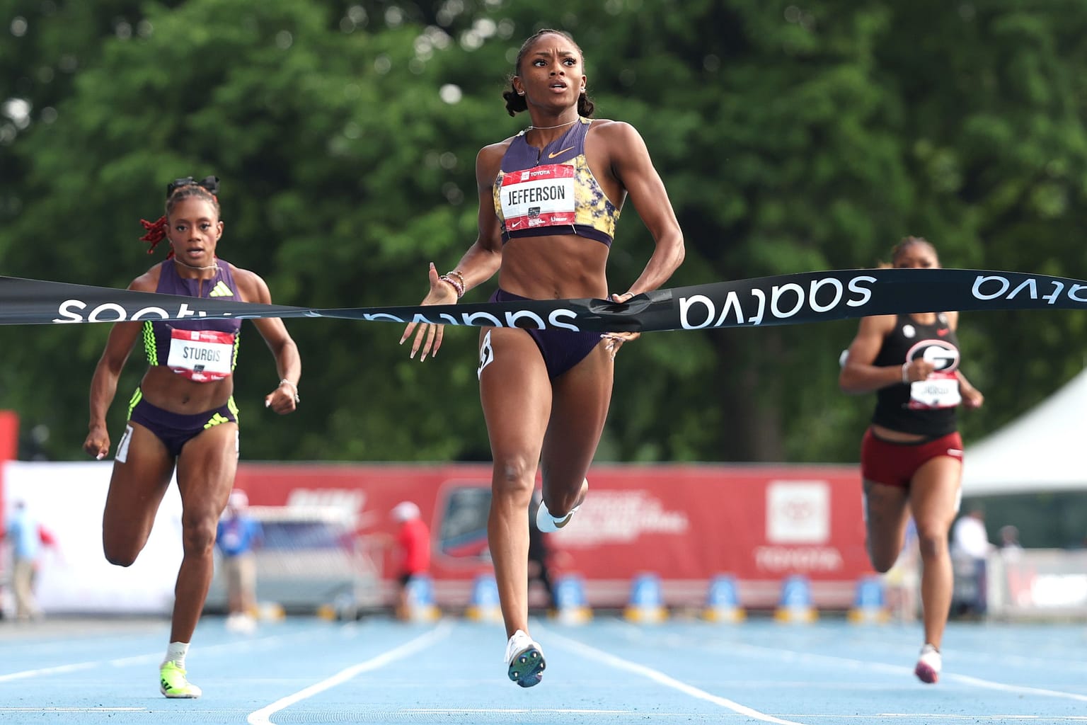 Jefferson-Wooden speeds to 21.69 at US Championships:
Melissa Jefferson-Wooden came within 0.01 of her lifetime best to produce the standout performance on the final day of the US Championships