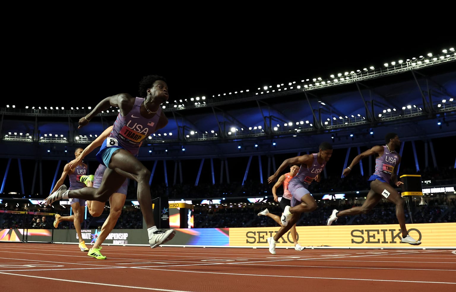 Tharp times finish to perfection to win Ultimate 110m hurdles title:
After scraping through the semifinals as the sixth-fastest qualifier, world record-holder Ja’Kobe Tharp rebounded to win the men’s 110m hurdles