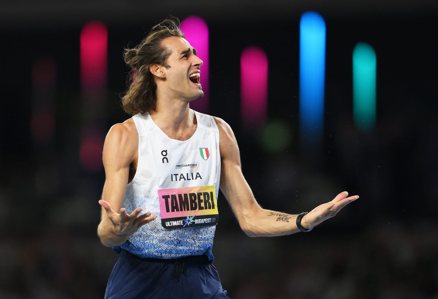 Tamberi puts on a show to win Ultimate high jump in Budapest:
Gianmarco Tamberi competed with ‘showtime babe’ written on his inner forearm and that proved to be a premonition